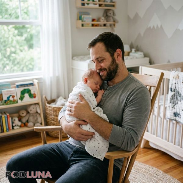 First Time Dad Holding Baby At Home