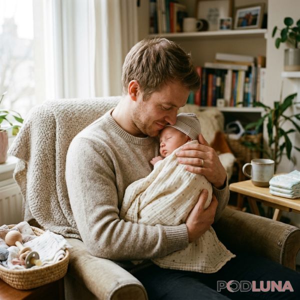 First Time Dad Holding Newborn At Home Real Life Moment