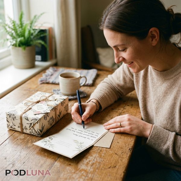 Handwritten Card Added To Gift For Dad