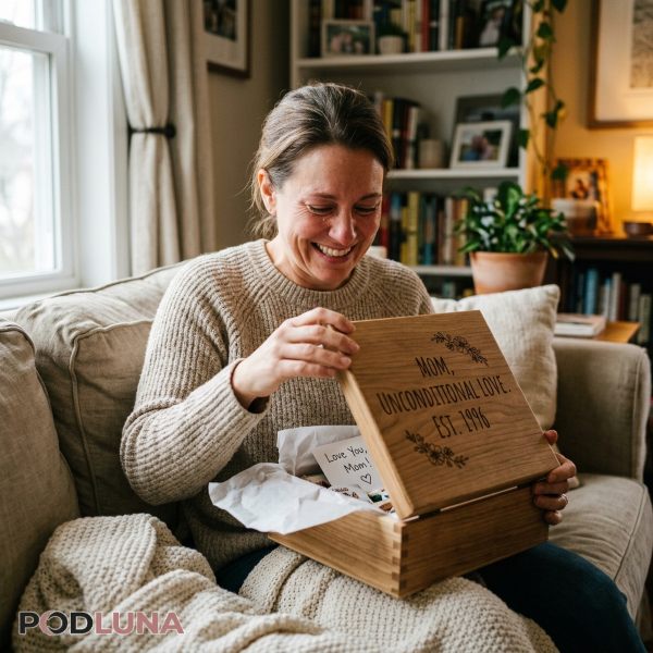 Mom Receiving Personalized Gift Emotional Reaction Mom Receiving Personalized Gift Emotional Reaction