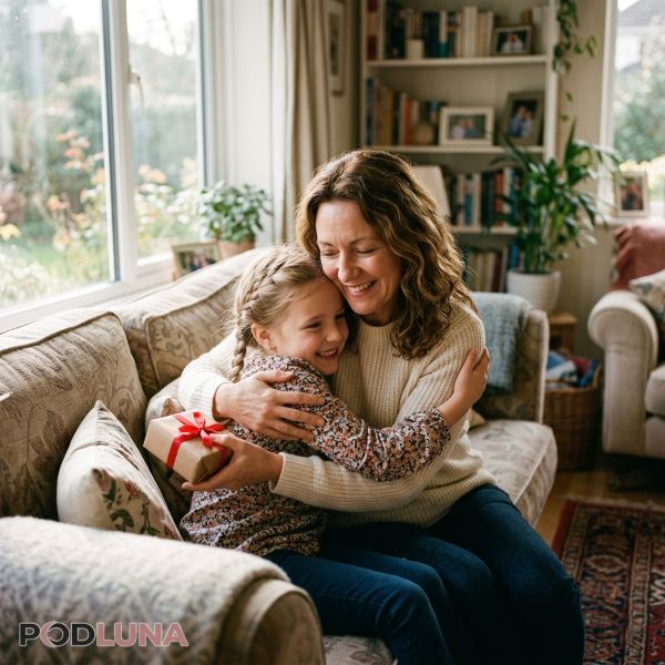 Niece Giving Sentimental Gift To Aunt Family Moment Niece Giving Sentimental Gift To Aunt Family Moment