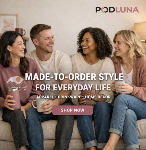 Podluna Made-to-Order Apparel, Drinkware and Home Decor for Mobie