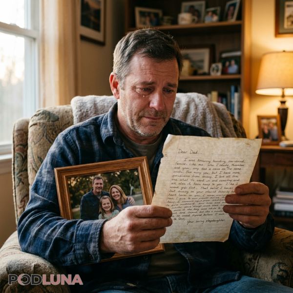 Stepdad Reading A Heartfelt Letter From Family