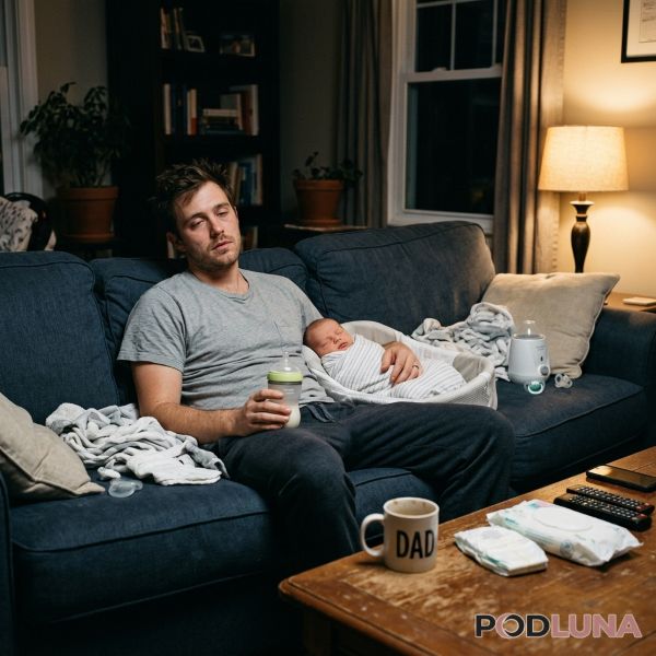 Tired New Dad Late Night Baby Care Real Life Moment