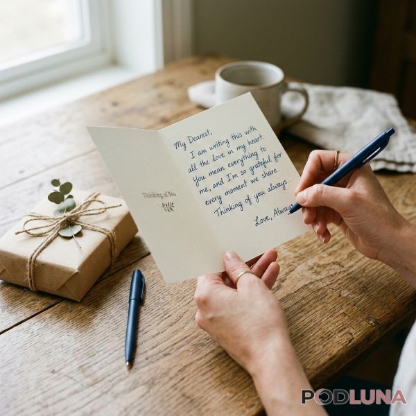 Writing Personal Message For Dad Gift Real Scene
