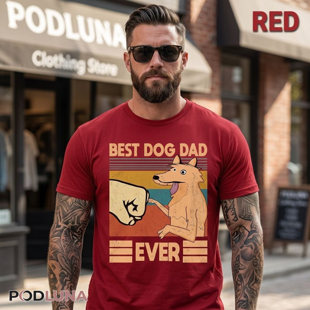 Best Dog Dad Ever Fist Bump Retro Shirt