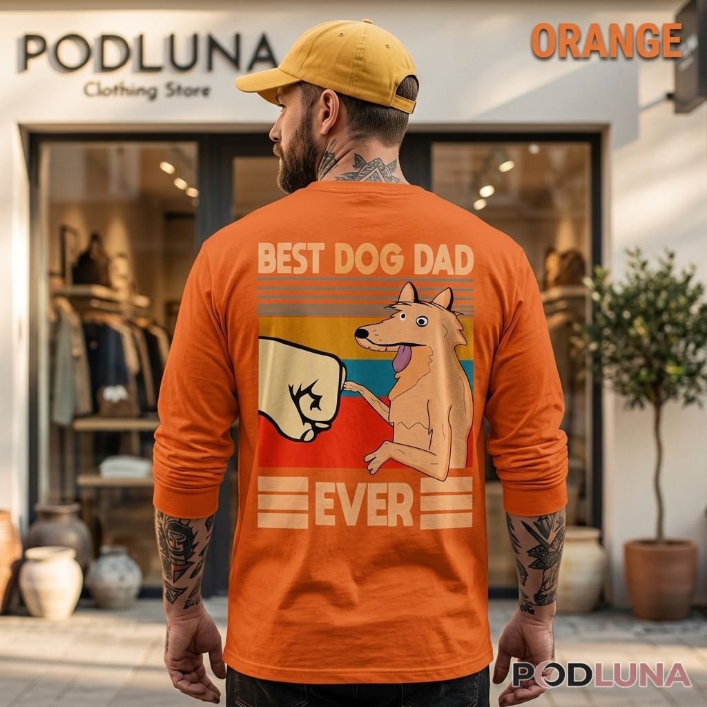 Best Dog Dad Ever Fist Bump Retro Long Sleeve Best Dog Dad Ever Fist Bump Retro Long Sleeve