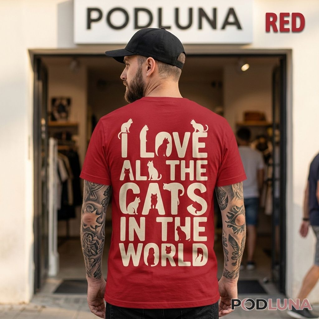 I Love All The Cats In The World Funny Cat Dad Lover Shirt
