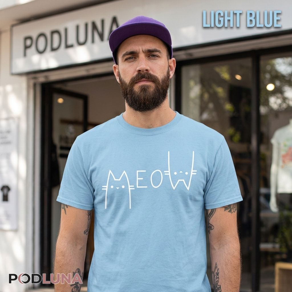 Minimalist Meow Cat Lover Dad Shirt