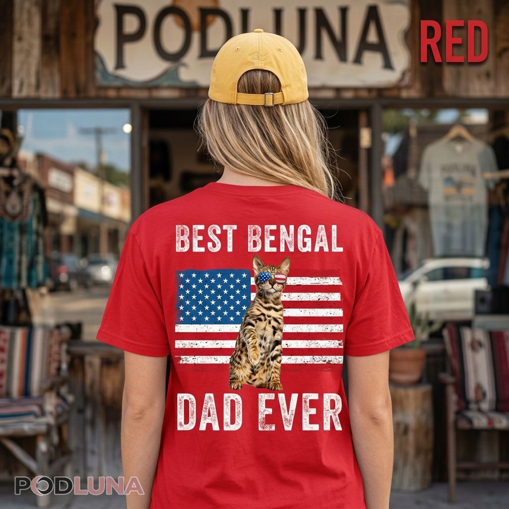 Patriotic Cat Dad Ever American Flag Shirt