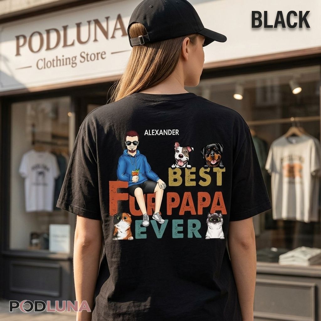 Personalized Best Fur Papa Ever Shirt With Custom Dogs And Cats