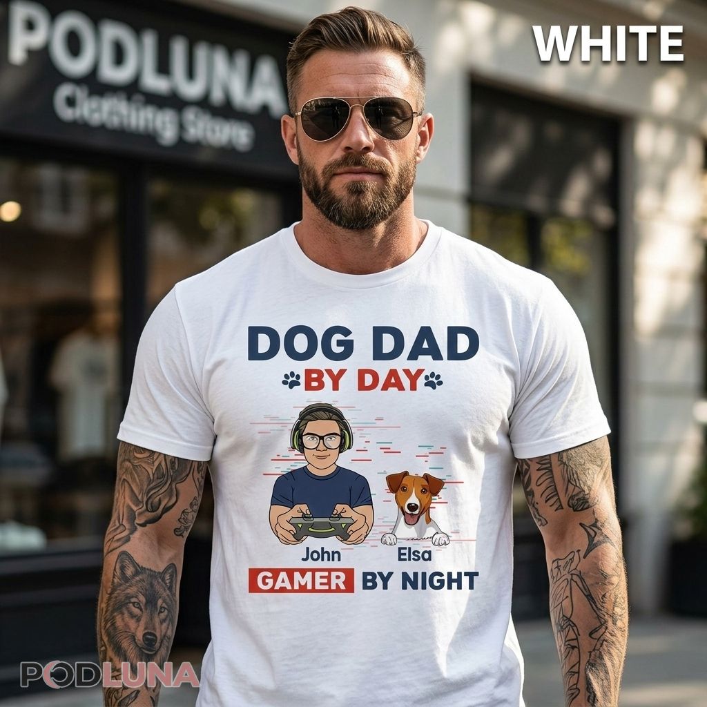 Personalized Dog Dad By Day Gamer By Night Shirt