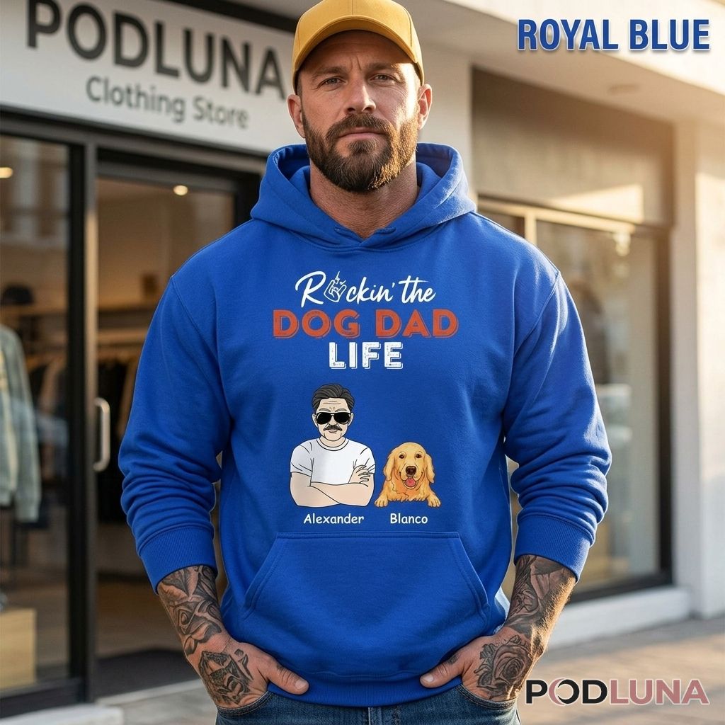 Personalised Rocking The Dog Dad Life Hoodie Personalised Rocking The Dog Dad Life Hoodie