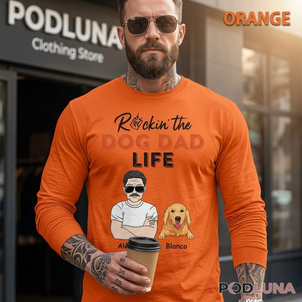 Personalised Rocking The Dog Dad Life Long Sleeve Personalised Rocking The Dog Dad Life Long Sleeve