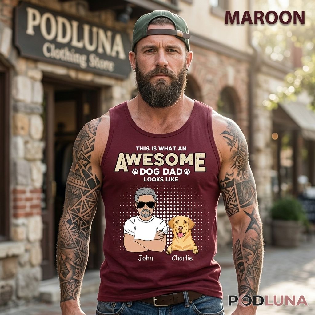Personalized This Is What An Awesome Dog Dad Looks Like Tanktop Personalized This Is What An Awesome Dog Dad Looks Like Tanktop