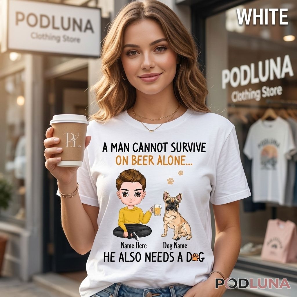 Personalized Beer And Dog Dad Lovers Chibi Man French Bulldog Shirt