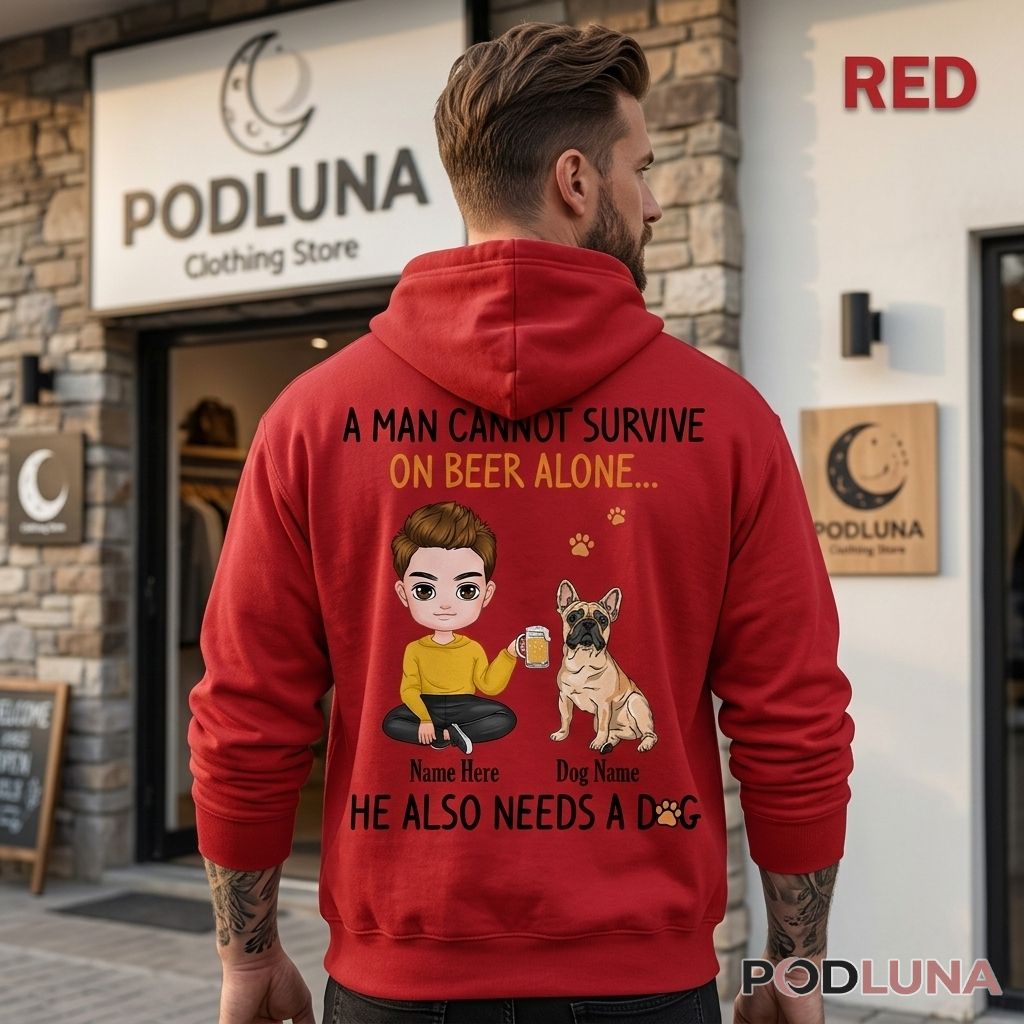 Personalized Beer And Dog Dad Lovers Chibi Man French Bulldog Hoodie Personalized Beer And Dog Dad Lovers Chibi Man French Bulldog Hoodie