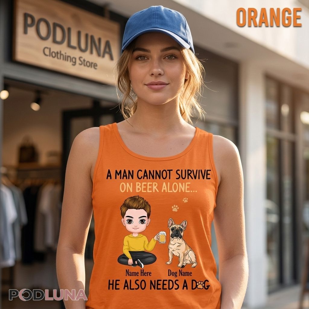 Personalized Beer And Dog Dad Lovers Chibi Man French Bulldog Tanktop Personalized Beer And Dog Dad Lovers Chibi Man French Bulldog Tanktop