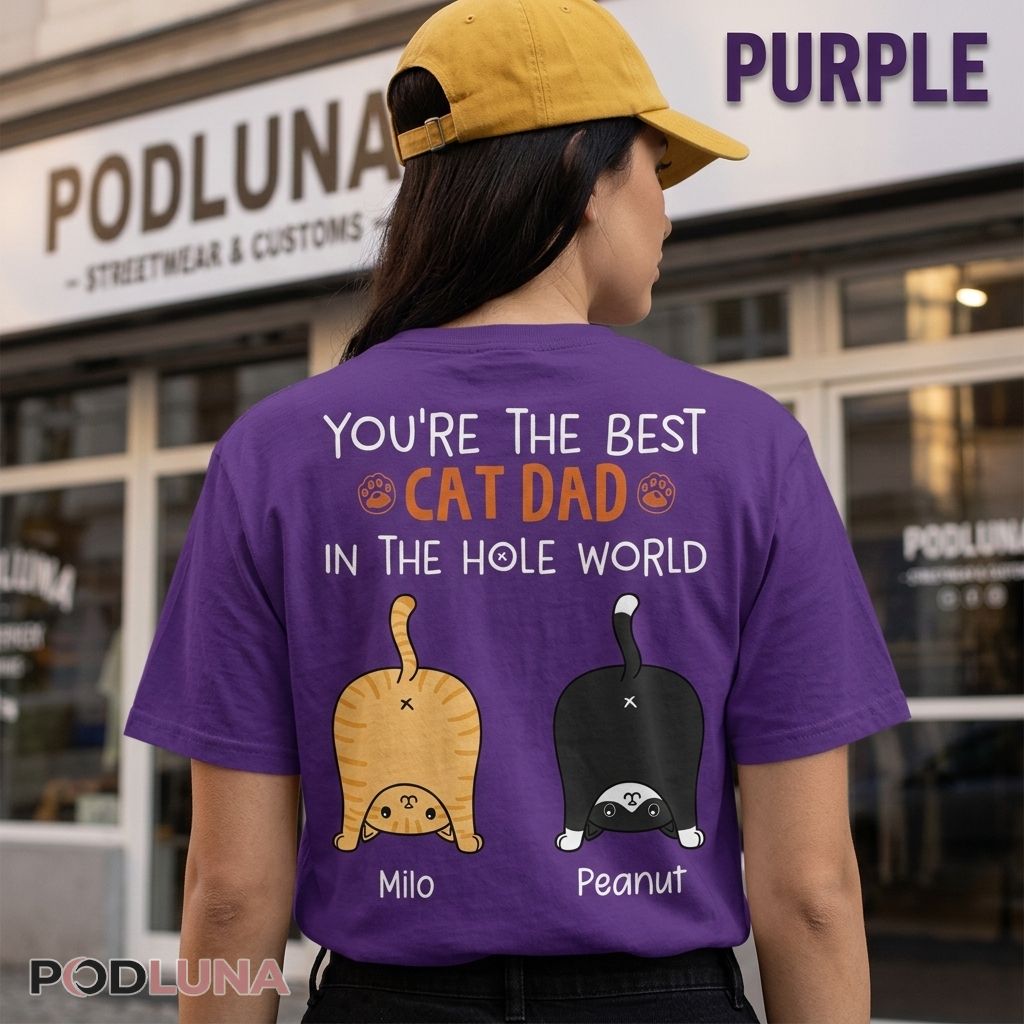 Personalized Cat Dad In The Hole World Funny Cat Shirt