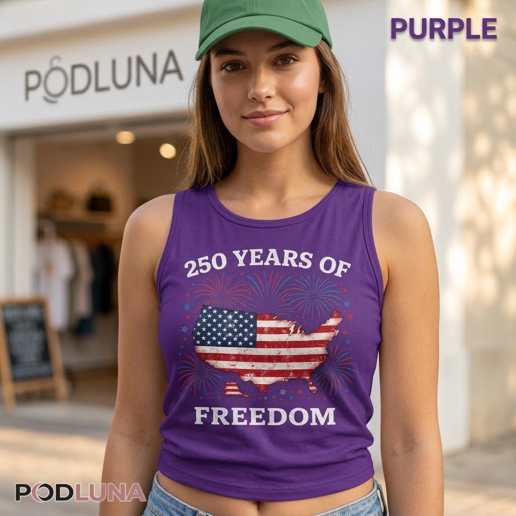 250 Years Of Freedom USA Map American Flag Independence Day Patriotic Tanktop 250 Years Of Freedom USA Map American Flag Independence Day Patriotic Tanktop