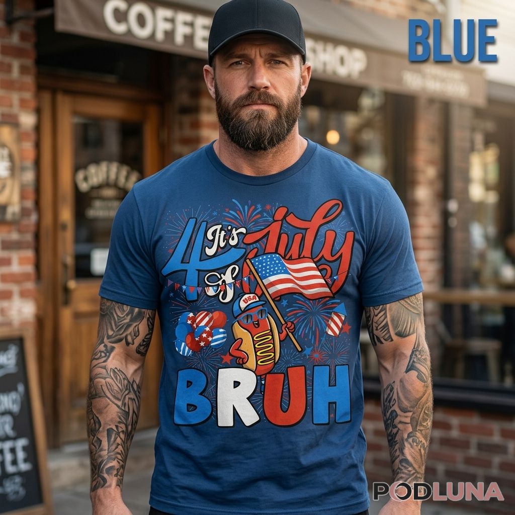 4th Of July Bruh Hot Dog American Flag Fireworks Independence Day Shirt