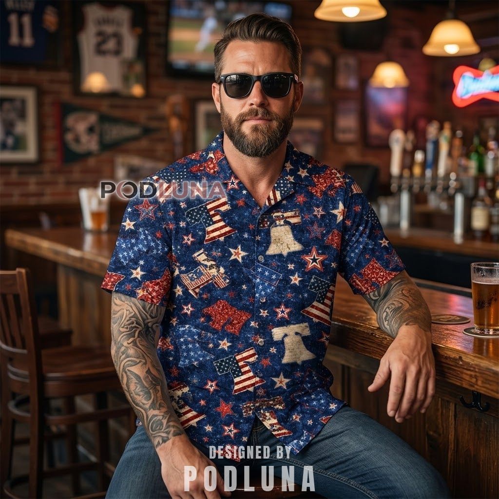 4th Of July Liberty Bell Aloha Shirt