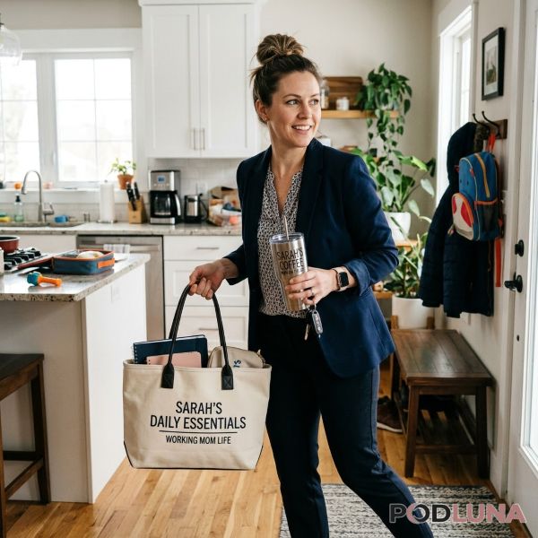 Busy Mom Using Practical Personalized Gifts Daily