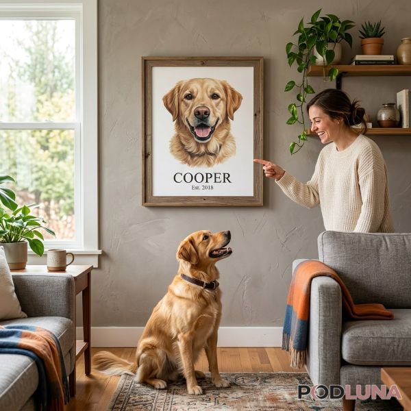 Custom Pet Portrait Gift Home Display Real Scene