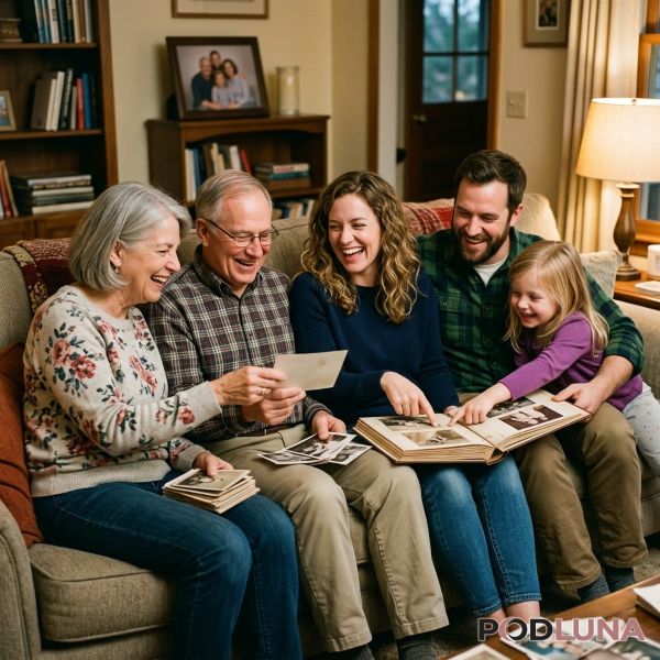 Family Looking At Old Memories Together At Home