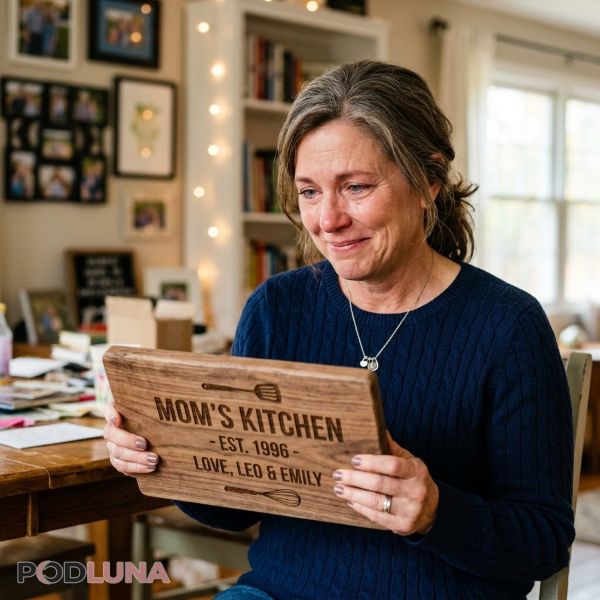 Mom Receiving Meaningful Personalized Gift Emotional Moment