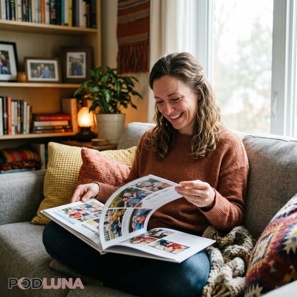 Mother Looking At Photo Book Emotional Memory Moment