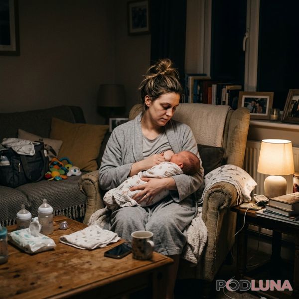 New Mom Wearing Soft Robe During Night Feed Real Life