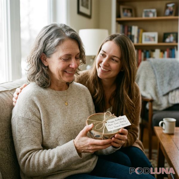 Sentimental Mom Receiving Meaningful Gift At Home