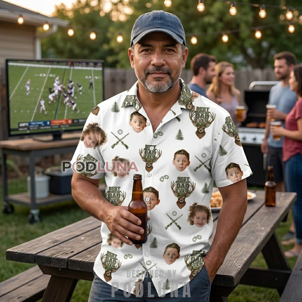 Add Face Best Dad Ever American Flag Patriotic Hawaiian Shirt