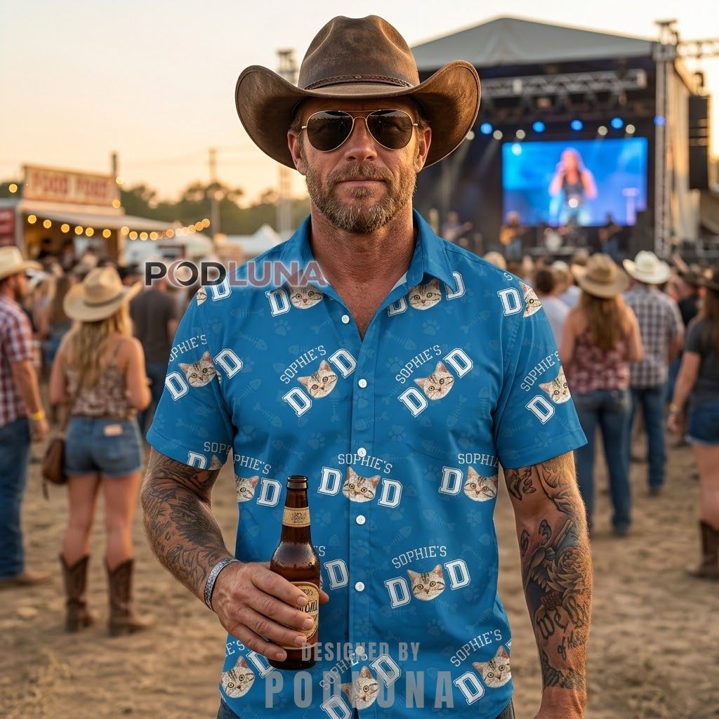 Add Face Best Dad Ever Trophy White Hawaiian Shirt