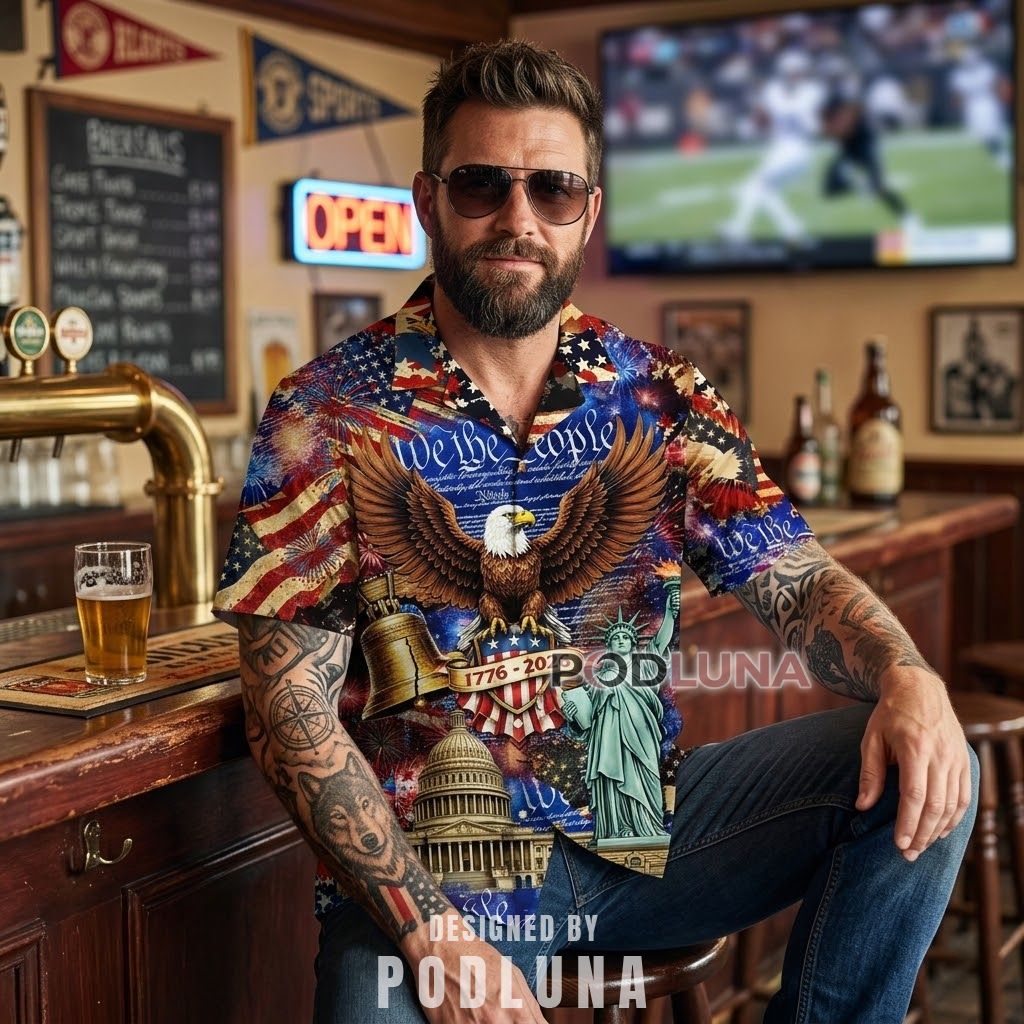 America 250th Anniversary 1776-2026 Hawaiian Shirts Eagle Liberty