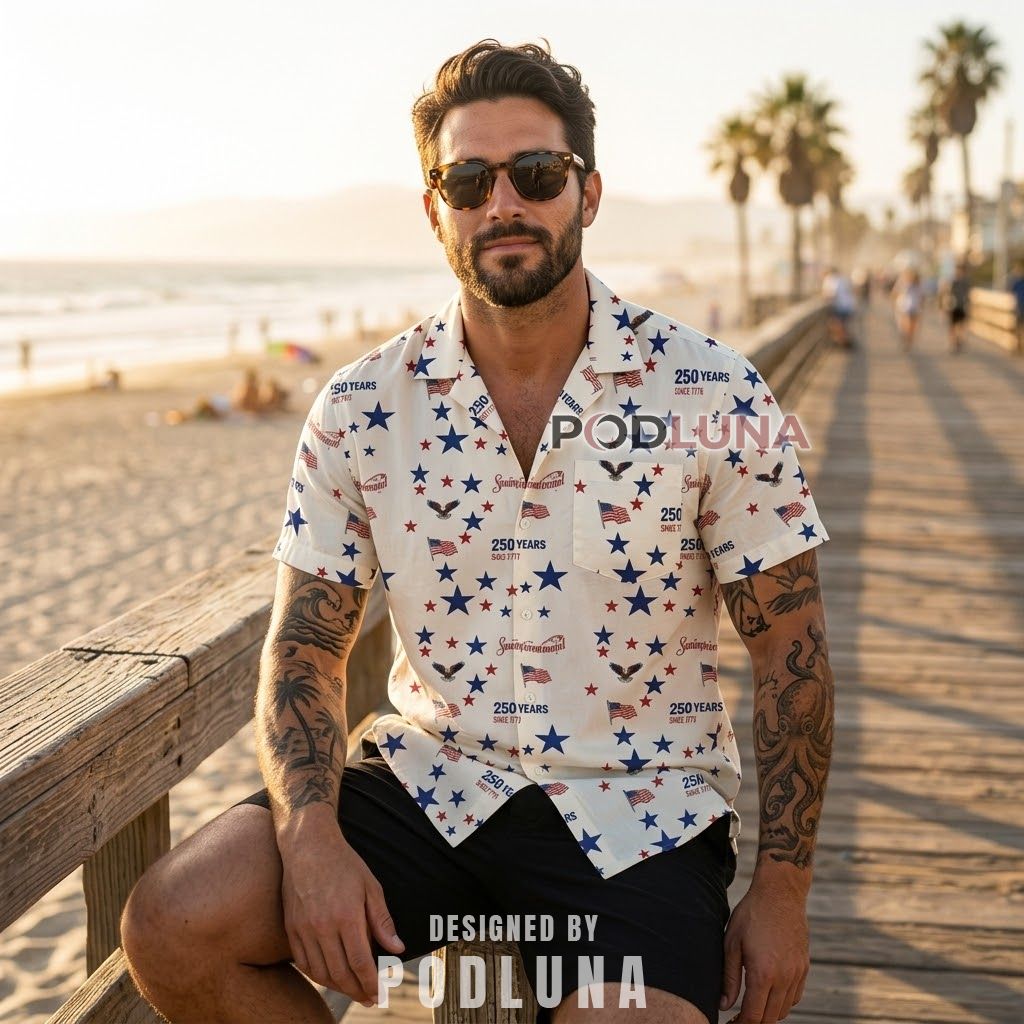 America 250th Anniversary Hawaiian Shirts Stars Flag