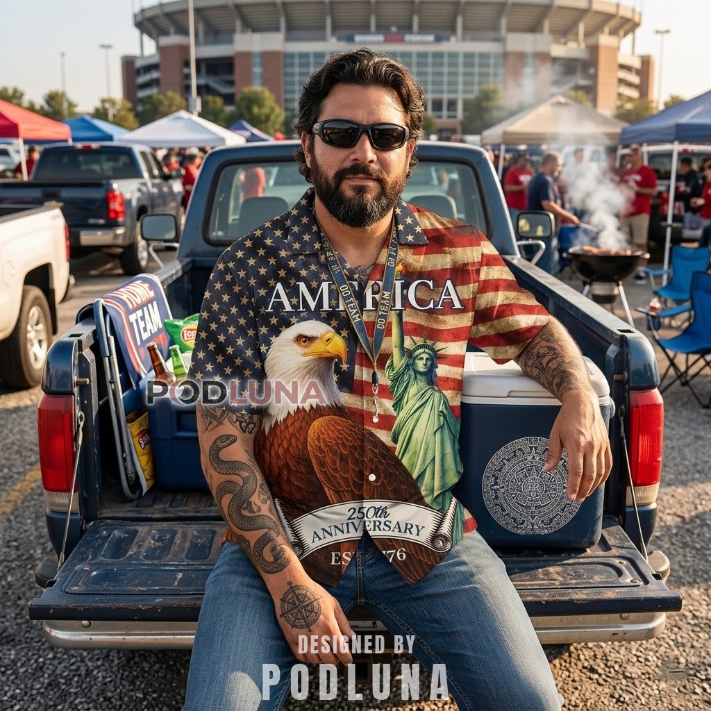 America 250th Anniversary Hawaiian Shirts Vintage Eagle Liberty