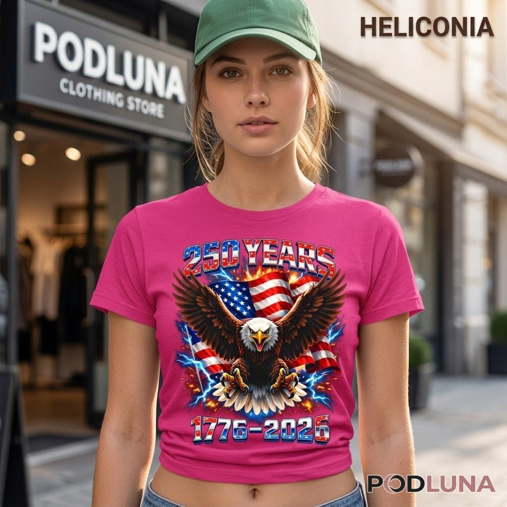 America 250th Anniversary Retro USA Typography Patriotic Shirt