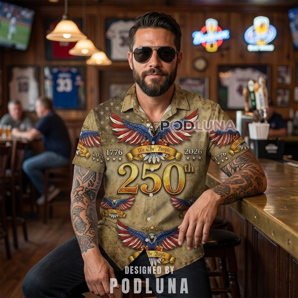 America 250th Vintage Eagle Aloha Shirt