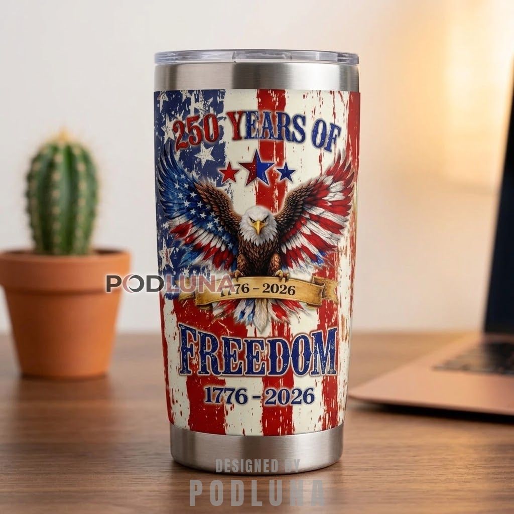 Best 4th of July 2026 Commemorative Gift Grunge Eagle Freedom Tumbler