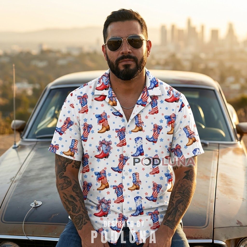 Best USA 250th Anniversary Hawaiian Shirts Cowboy Boots