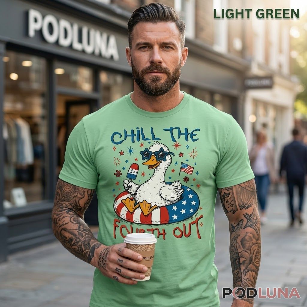 Chill The Fourth Out Duck American Flag 4th Of July Summer Shirt