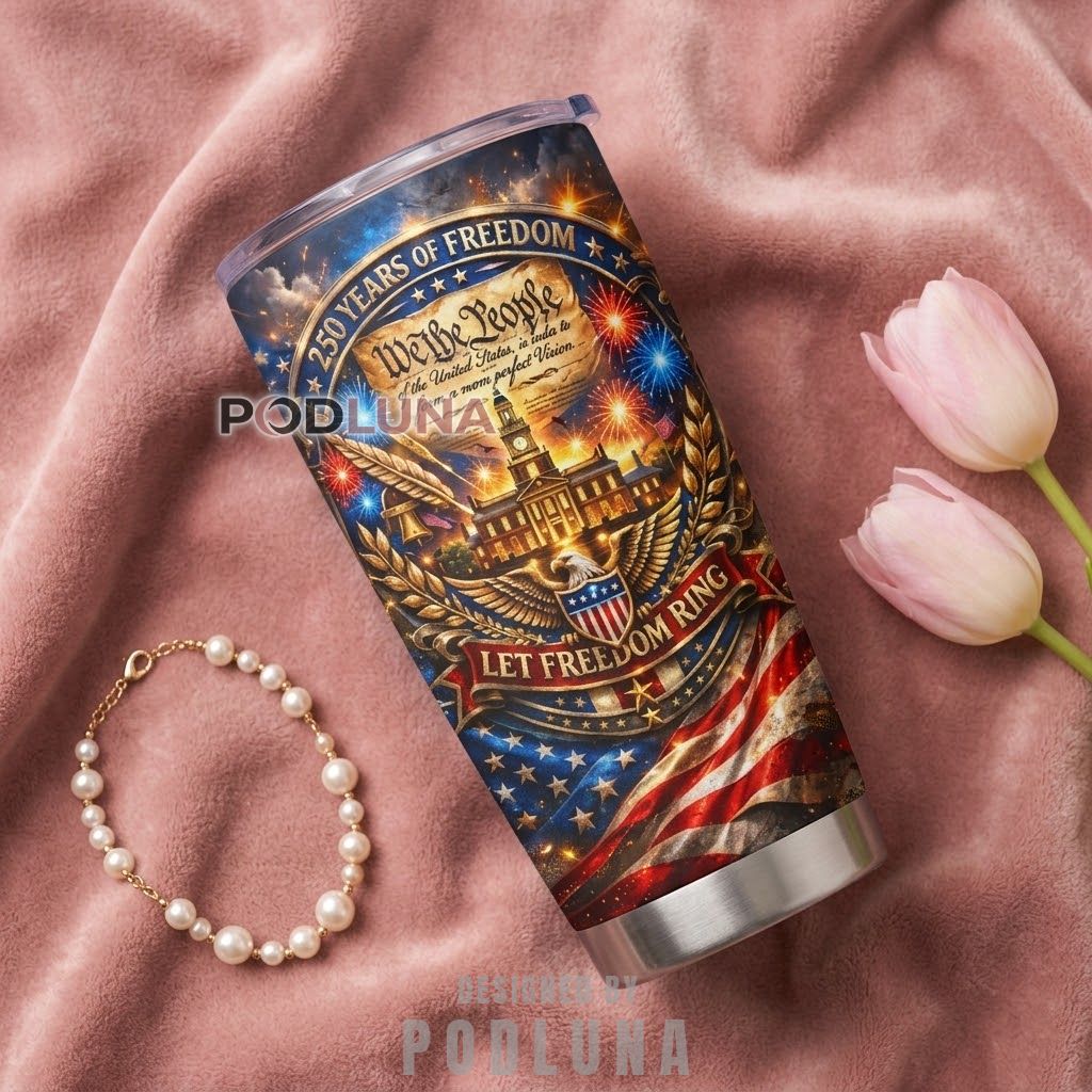 American Flag 250th Milestone Drinkware Vintage Distressed Freedom Tumbler