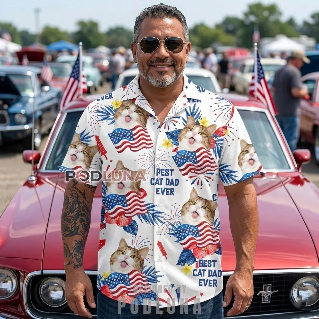 Add Face Reel Cool Daddy Fishing Blue Hawaiian Shirt