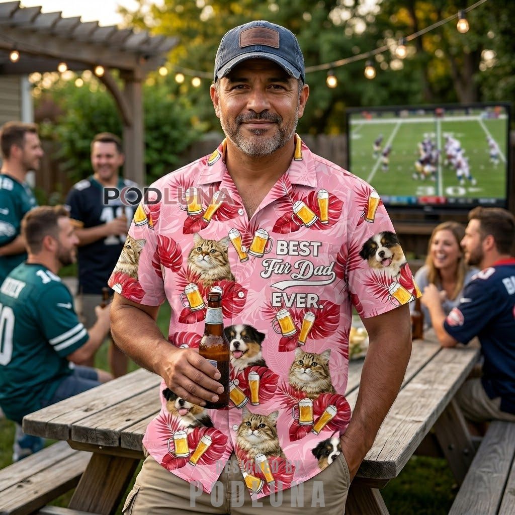 Custom Photo Reel Cool Dad Fishing Teal Button-down Shirt