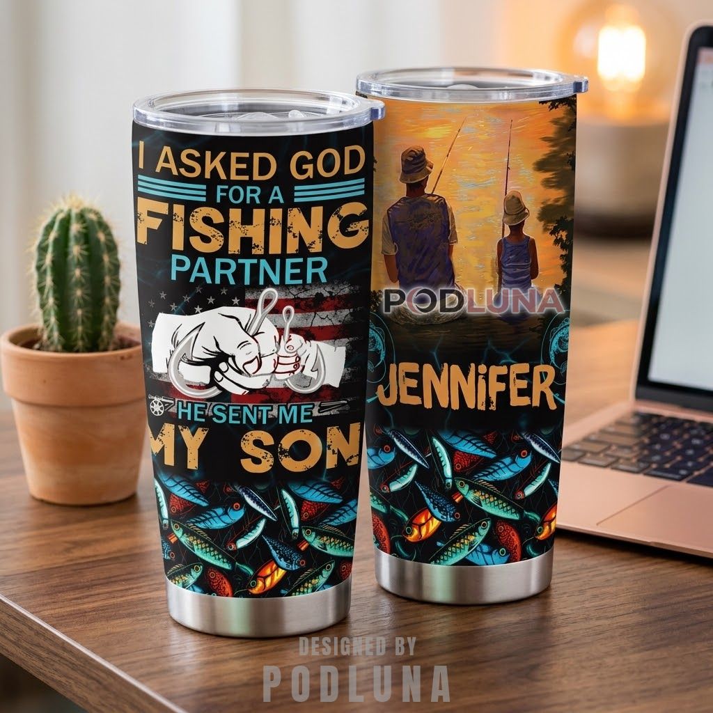 Custom Name Fishing Partner Dad And Son Tumbler Gift For Dad