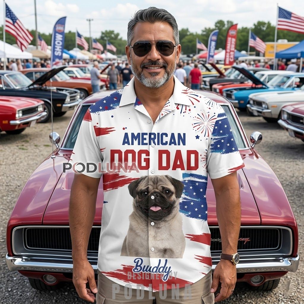 Custom Photo Best Dog Dad Ever Surfboard Beach Shirt