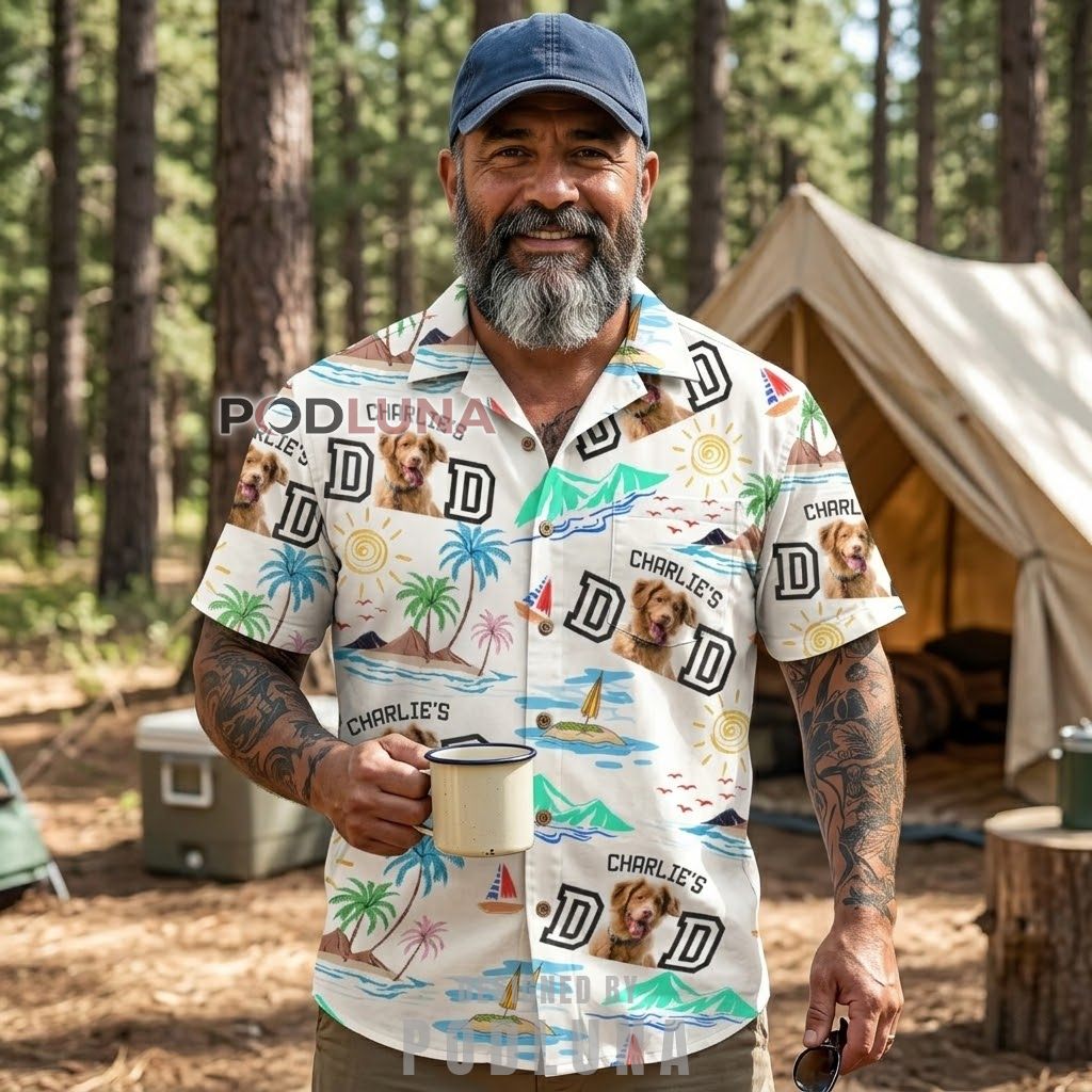 Custom Photo Reel Cool Dad Fishing Teal Button-down Shirt