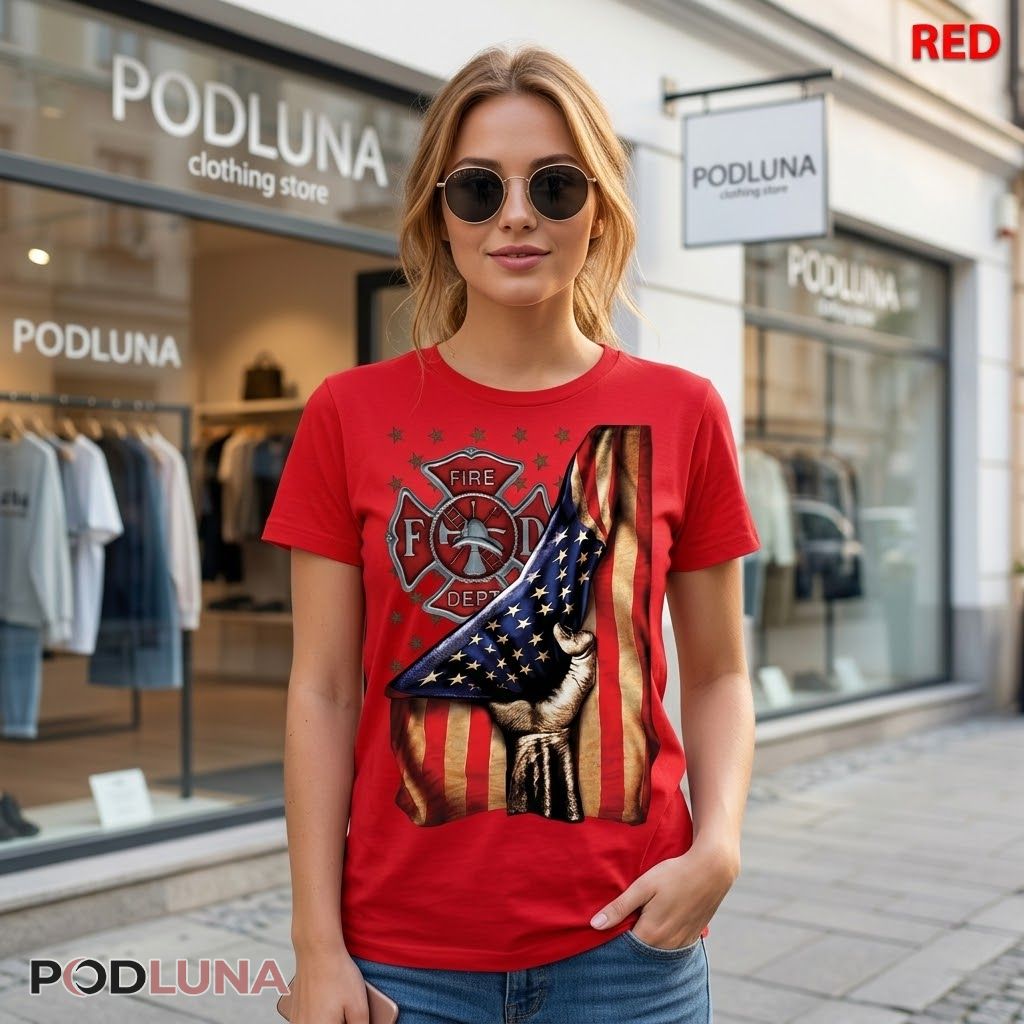 Fire Department American Flag Patriotic Firefighter Pride Shirt